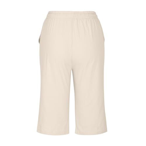 Generic Shorts casuais de verão para mulheres, cor sólida, com cordão, cinco pontas, ajuste solto, c