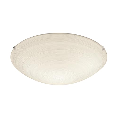 EGLO Deckenlampe Malva, 1 flammige Deckenleuchte klassisch, Wohnzimmerlampe aus Metall, handgemachtem Wischglas, Schlafzimmerlampe in Weiß, Beige, Küchenlampe, Flurlampe mit E27 Fassung