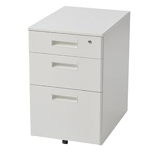 オフィスコム デスクワゴン サイドワゴン 3段 スチール 幅395×奥行550×高さ616mm ホワイト 鍵付き キャスター付き OC-SW-3 OC-SW-3-WH