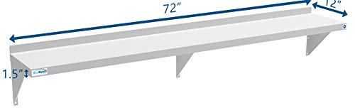 Image of KoolMore NSF Stainless Steel Wall Mount Shelf - Industrial Grade Metal Shelving for Commercial Restaurant Kitchens 12 x 72
