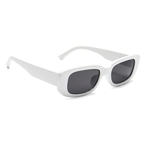 Óculos De Sol Hype Retrô Retangular Moda Branco Unissex Com Proteção UV400 Armação Polímero Super Re