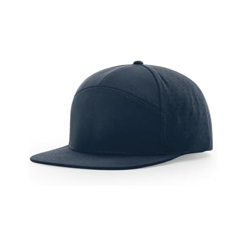 The Hat Pros | Richardson 169 Cannon 7-Panel Hi Profile and Laser Perforated Cap | Stay-Dri Sweatband w/Adjustable Snapback (Light Navy) Cover