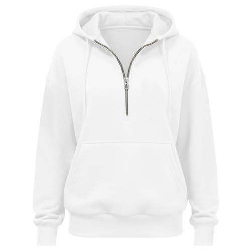 HswsEJ 3 Quarter Zip Pullover Women Fleece Pullover Oversized Hoodies - image 4