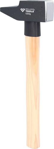 BRILLIANT TOOLS BT077100 Marteau rivoir avec manche Hickory, 1000 g, forme française [Powered by KS TOOLS]