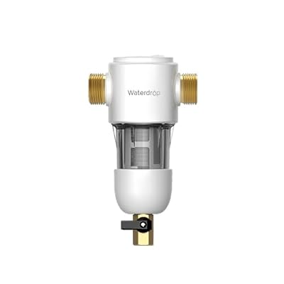 Waterdrop Spin Down Sediment Filter, Reusable Whole House Water Filter System, Flushable Pre-Filter System for City/Well Water, 50 Micron, 1" MNPT + 3/4" FNPT, WD-PF01