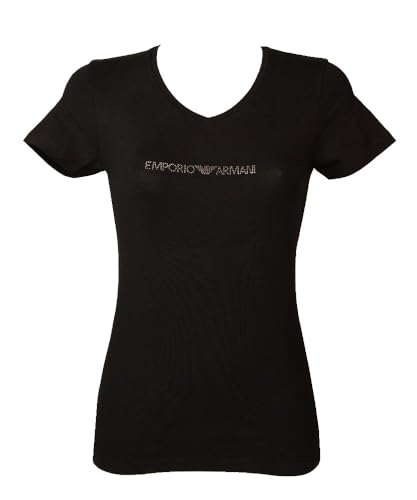 T-shirt col V Armani Exchange Femme noir avec logo en strass