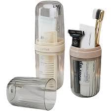 Image of Portable Transparent Toothbrush Travel Case - Anti-Bacterial Toothbrush Cover, Portable Holder for Home & Travel (2, Cream)