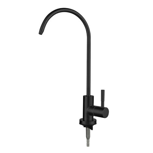 Stainless Steel Single Cooling Filter Tap for Kitchen Sink Black Household Faucet (Black A)