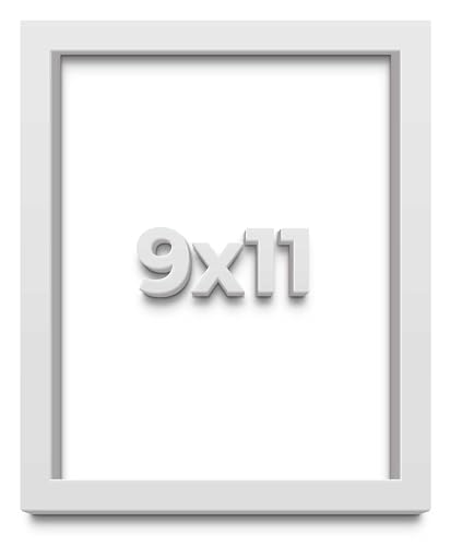 9x11 Shadow Box White Solid Pine Wood Picture Frame with Acid-Free Backing UV Acrylic & Hanging Hardware with 0.75 Inches of Usable Depth and 0.75 Inches Frame Moulding Width