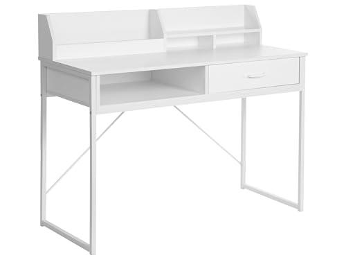 Beliani Bureau Scandinave en MDF Pieds en Métal 110 x 50 cm avec Tiroir et Étagère Espace de...