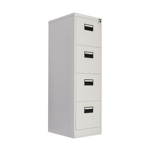 Frideko Filing Cabinets, Lockable Cabinets, 4 Drawers Metal Cabinet, Office Cabinet with Lock Utility Storage Cupboard Locker, Need to assembly (Light Grey)