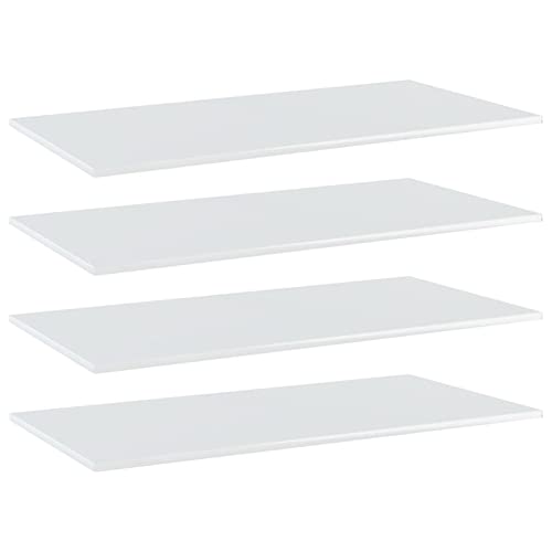 Tidyard 4 Piece Bookshelf Boards Chipboard Replacement Panels Storage Units Organizer Display Shelves High Gloss White For Bookcase, Storage Cabinet 31.5 X 7.9 X 0.6 Inches (W X D X H) #TOP6