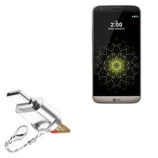 BoxWave Adapter Compatible with LG G5 - Micro SD Card miniReader, USB Type-C OTG Reader USB3.0 Adapter Keychain - Metallic Silver