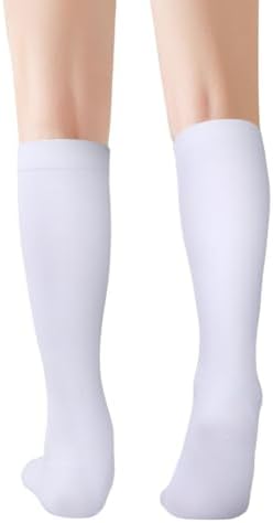 YUEDGE Women's White Compression Socks, Compression Stockings for Cycling Running Athletic, OEKO Certified Travel Flight Socks for Long Standing Work Leg Support & Slim Shaping, 3 Pairs — view 7