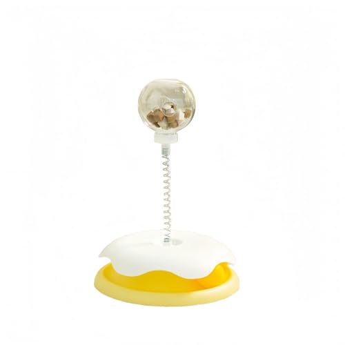 HeartTrend 猫おもちゃ 回転ボール 人気 知育玩具 おやつ入れる ペット用品 ねこ 遊ぶ盤 猫じゃらし おもちゃ 運動不足 ストレス解消 (イエロー)