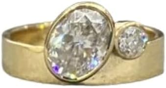 Purvika Jewels 3 Carat Oval Cut Diamond Solitaire Toi Et Moi Ring, 14K Yellow Gold Plated, Wedding Engagement Ring for Women