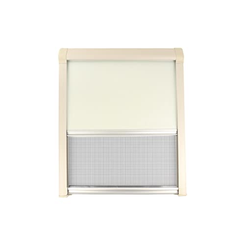 wamovo Tenda avvolgibile oscurante a cassette, varie dimensioni, avorio o grigio, protezione dagli insetti oscuranti, senza cornice, per finestre, roulotte, camper, campeggio (avorio, 90 x 65 cm)