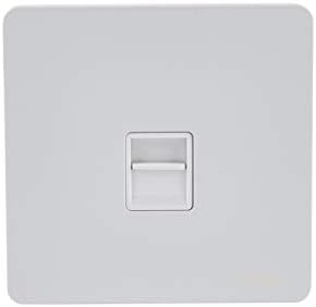 Schneider Electric Ultimate Screwless Flat Plate - Single Telephone Socket, Secondary, GU7462WSS, Stainless Steel with White Insert