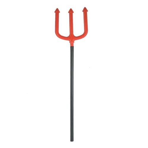 WAZHAKU Dreizack Teufel 50 cm Devil Dämonenstab Teufelsgabel Accessoire Halloween Outfit Teufel Kostüm rot schwarz Forke Gabel Fasching