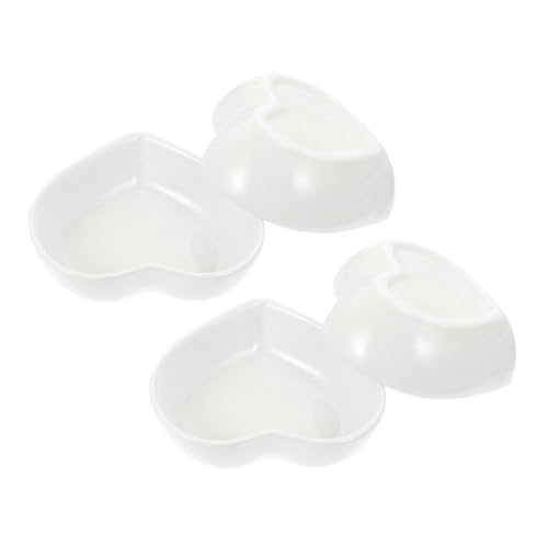 lurrose 4個 ハート型セラミック調味料皿 小型ソースディッシュ 製 健康 食卓装飾用多目的ディップボウル け汁皿兼用 再利用可能