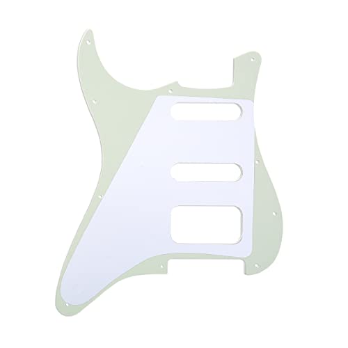 Musiclily Pro 11-Hole Round Corner HSS Guitar Strat Pickguard for USA/Mexican Stratocaster Open Pickup, 3Ply Mint Green - Image 3