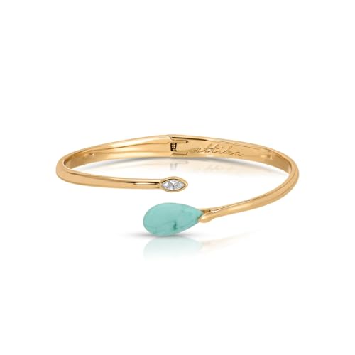 Ettika Turquoise Solstice Cuff. Gold Cuff Bracelet. Womens 18k Gold Plated Turquoise and Crystals Cuffs. Western Jewelry