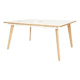 Novigami Table de réunion Yunique | Extensible | HxLxP 740 x 1600 x 1594 mm | Double | Nature | Table de conférence modulable Meeting Coworking Start-up Séminaire