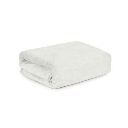 Image of HOUSSE Premium Microfiber Bath Towel - Extra Large 75x150cm Quick Dry Towels for Women Men & Kids | Super Soft Plush 550 GSM | Ultra Absorbent for Home Swimming Sports & Travel (White)