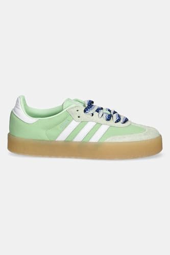 Image of adidas Sambae Women's Shoes, Semi Green Spark /Cloud White /Wonder Blue, Size 8
