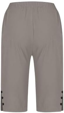 Women's Linen Capri Pants Straight Leg Lightweight Knee Length Summer Shorts Cotton Linen Blend Beach Pants with Pocket - Image 5