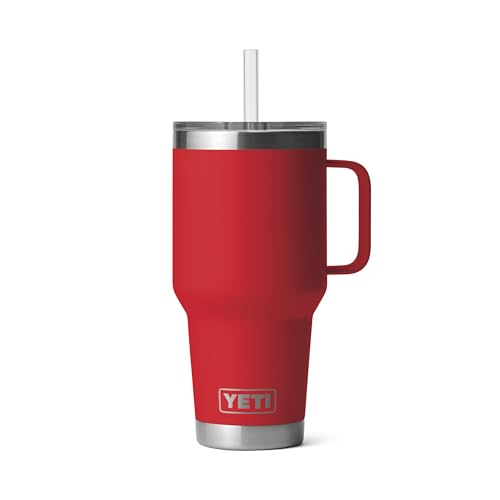 YETI Rambler 35 oz Straw Mug, Vacuum Insulated, Stainless Steel, Rescue Red