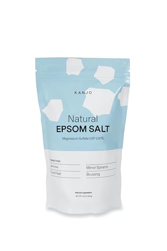 Kanjo Natural Epsom Salt - 100% Pure Magnesium Sulfate USP Bath Salt - Soak for Muscles, Feet & Joints - Unscented - 16oz Bag