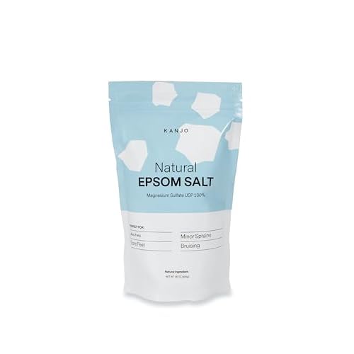 Kanjo Natural Epsom Salt – 100% Pure Magnesium Sulfate USP Bath Salt – Soak for Muscles, Feet & Joints – Unscented – 16oz Bag