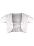 Ivory Short Sleeve Satin Bolero Shrug Jacket Size Small White XXX-Large