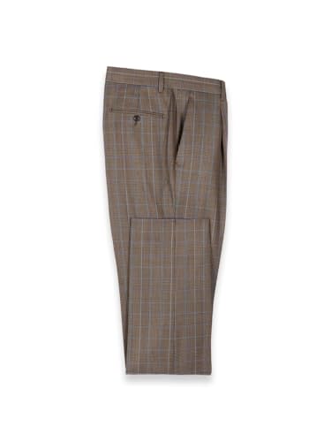 Paul Fredrick Men's Wool Blend Plaid Single Pleat Suit Pants
