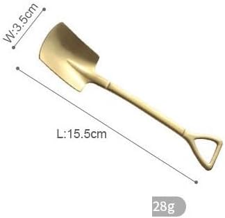 Silverware Flatware Set, 1/4/6/8/10/12 Pcs Golden Iron Spoon Square Head Creative Dessert Spoon Watermelon Spoon(12 Pieces)