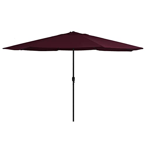 Sombrilla de jardín Rantry de 400 cm con palo de metal rojo burdeos y toldo impermeable ajustable