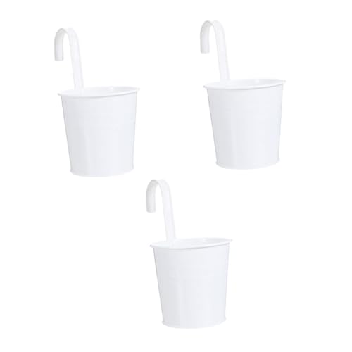 VICASKY 3 Stück Eisen Hängetopf mit Abnehmbarem Haken Wetterfester Balkon Pflanztopf mit Ablaufloch für Garten Terrasse Innen Außendekoration