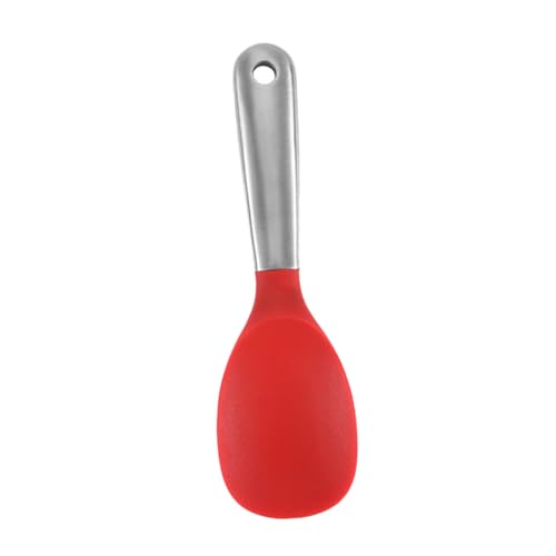 La Mejor Selección de Cucharas para arroz los mejores 10. 49 UKCOCO Cuchara de Arroz Casera de Acero Inoxidable 430 y Silicona Roja, Resistente al Calor, Diseño para Colgar, Utensilio de Cocina para Hogar, Restaurante y Hotel, Práctico y...