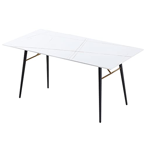 Homsof Ceramic Tile Small Space Dining Table Walnut Desk Top For Kitchen Living Room Or Office, 70", White 1 #TOP27