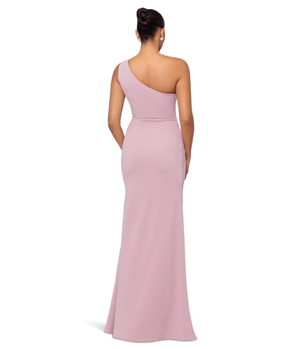 Image of Betsy & Adam Women's Xscape Women's Scuba V-Neck Off the Shoulder Ruffle Knee Length Dress