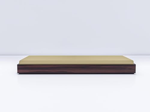 Image of Wooden Single Size Bed for Living Room, Drawing Room & Bedroom | Low Height Diwan /Palang /Cot Without Storage | Solid Wood Acacia, Walnut Finish, Mattress Size: 78 X 36