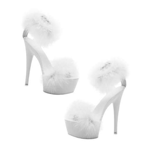 Sandales à talons hauts confortables cuir verni blanc semelle antidérapante