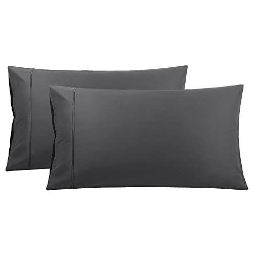 PiccoCasa Pillowcases 2 Pack Cotton Pillow Cases with Zipper Closure Soft & Comfortable Pillow Cases 50x75cm Dark Grey