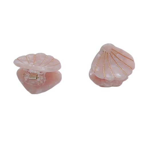 RFTWXHPN Seashell Hair Clip for Women Girls, 2Pcs Pink Acrylic Claw Clips, Mermaid Beach Sea Shell Hair Accessories, Perfect Gifts for Mermaid Lovers, Birthday Decorations, Size 2*1.7 inches