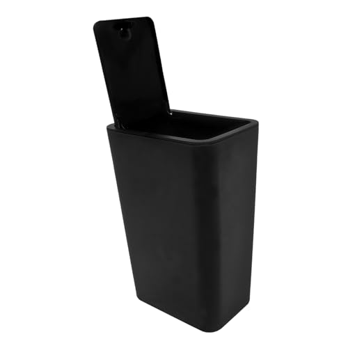 Poubelle ménagère compacte noire avec couvercle en plastique robuste