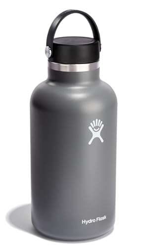 Image of Hydro Flask Water Bottle - Insulated Stainless Steel - Wide Mouth Flex Lid, Non Spill, Leakproof and Refillable in64 Oz Stone