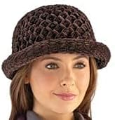 Collections Etc Roll Brim Chenille Hat Brown