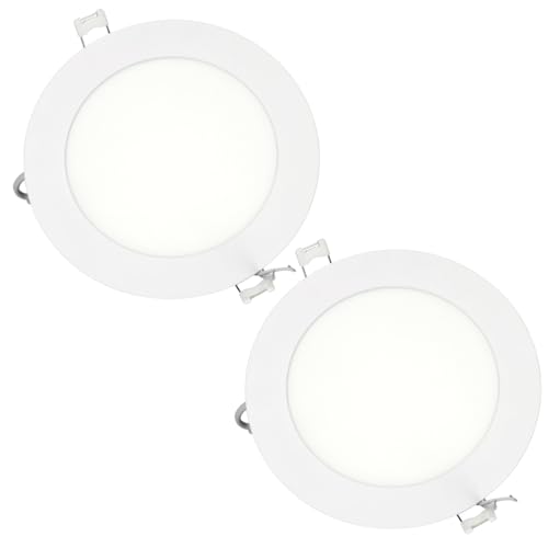 Jandei - 2 x Downlight LED Panel Extraplano Redondo, Iluminación 9W, Interior para Oficina, Pasillos, Casa, Taller (Blanco Frío 6000K), Fuente de Alimentación incluida. Ahorro de energía.