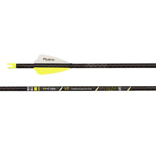 Victory Archery RIP SS 0.204" Small Diameter Hunting Arrow (Spine: 300, 6 Pack Fletched, Straightness ± 0.001 - Elite - Yellow)